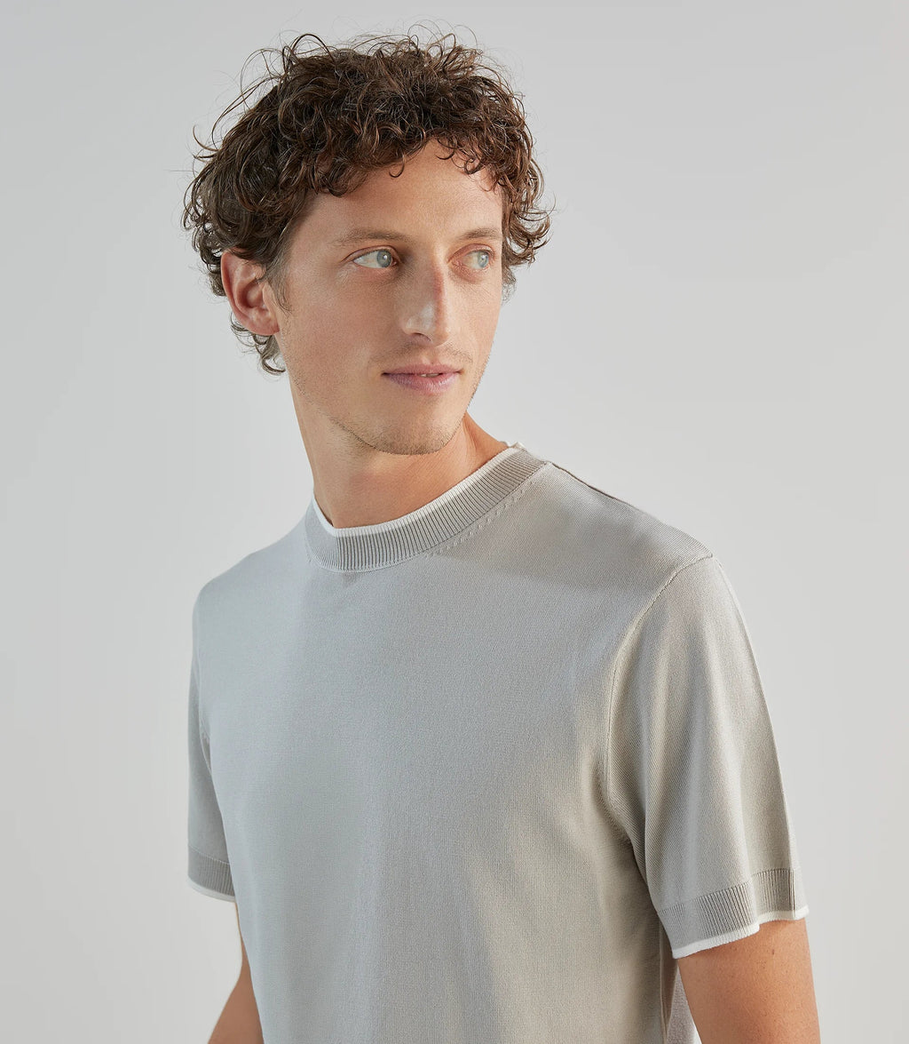 T-shirt à manches courtes en maille gris clair - IZAC