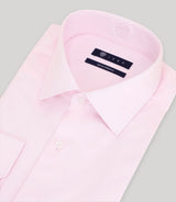 Chemise slim en satin de coton rose clair - IZAC