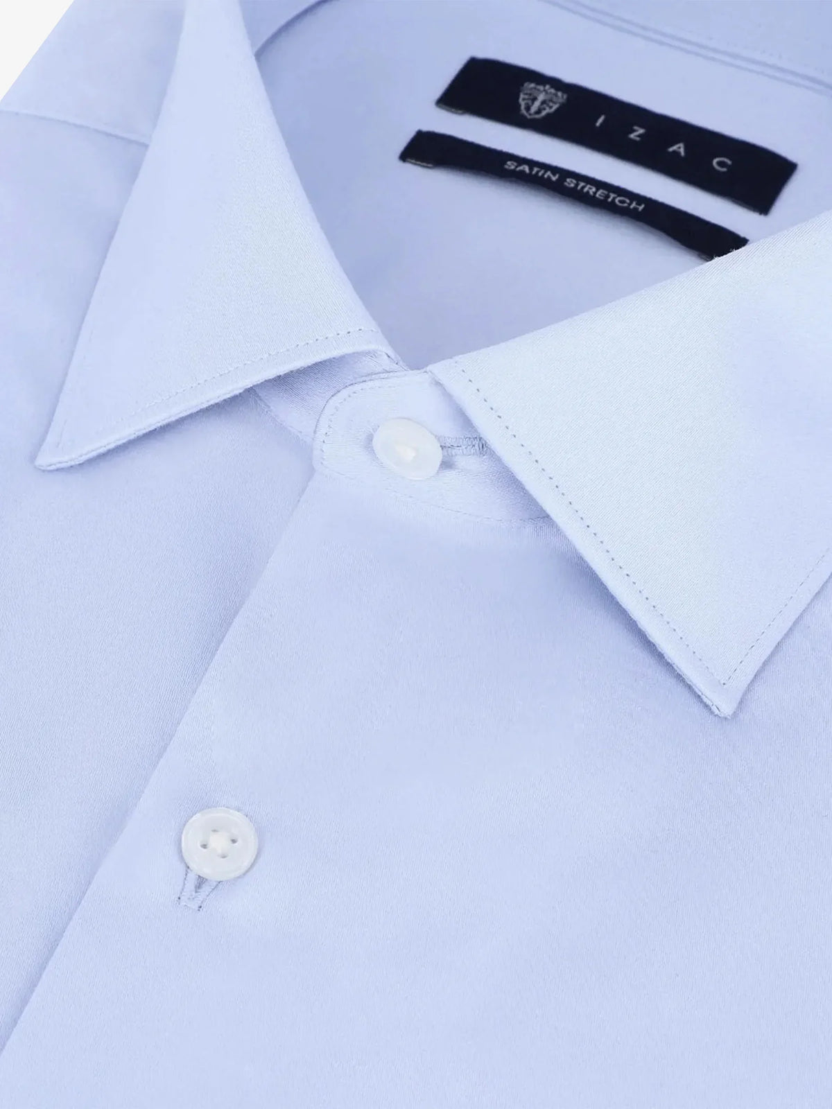 Chemise slim en satin de coton ciel - IZAC