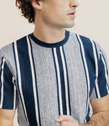 T-shirt manches courtes rayé marine - IZAC