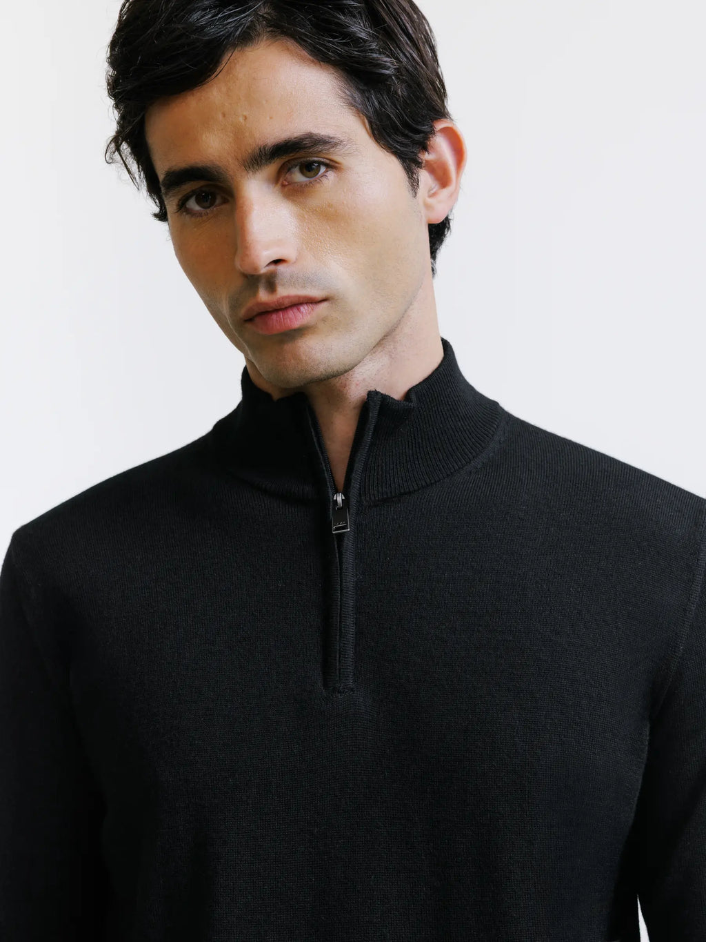 Pull demi zippé mérinos noir - IZAC