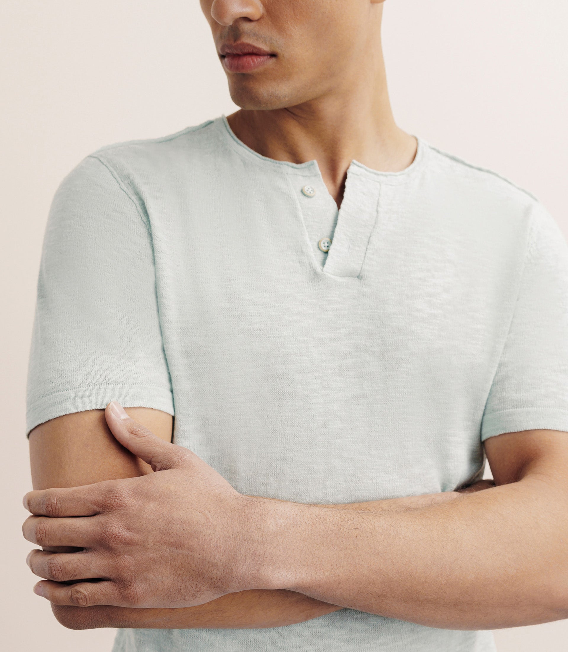 T-shirt boutonné vert - IZAC