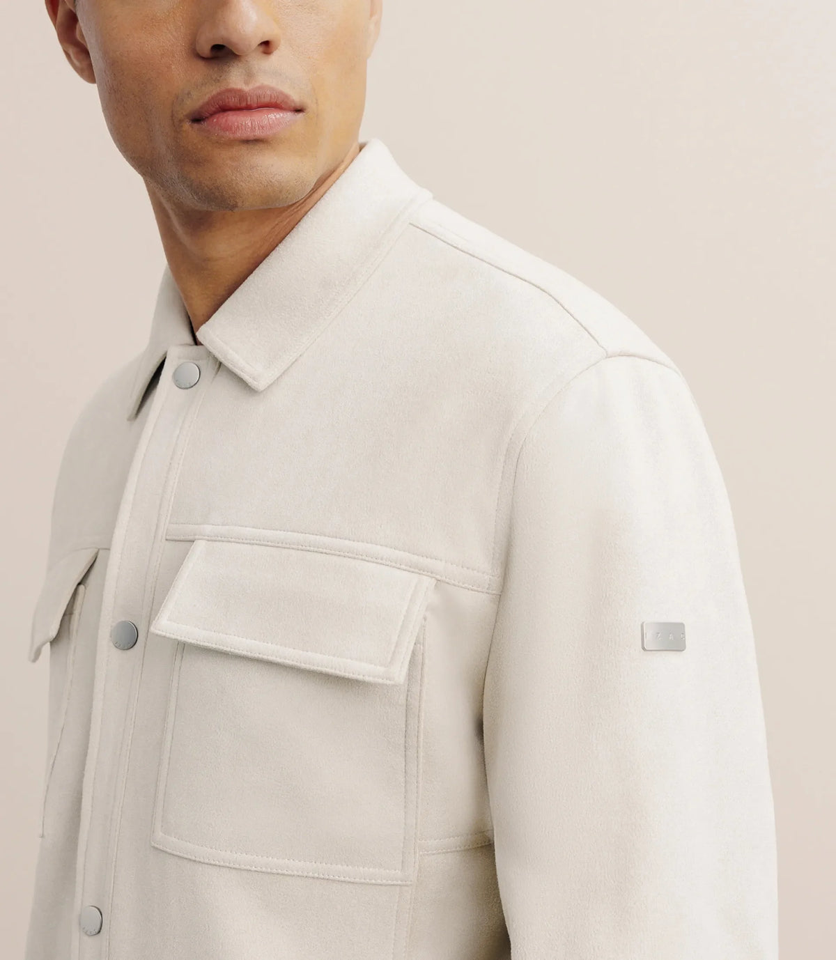 Blouson col chemise en suédine écru - IZAC