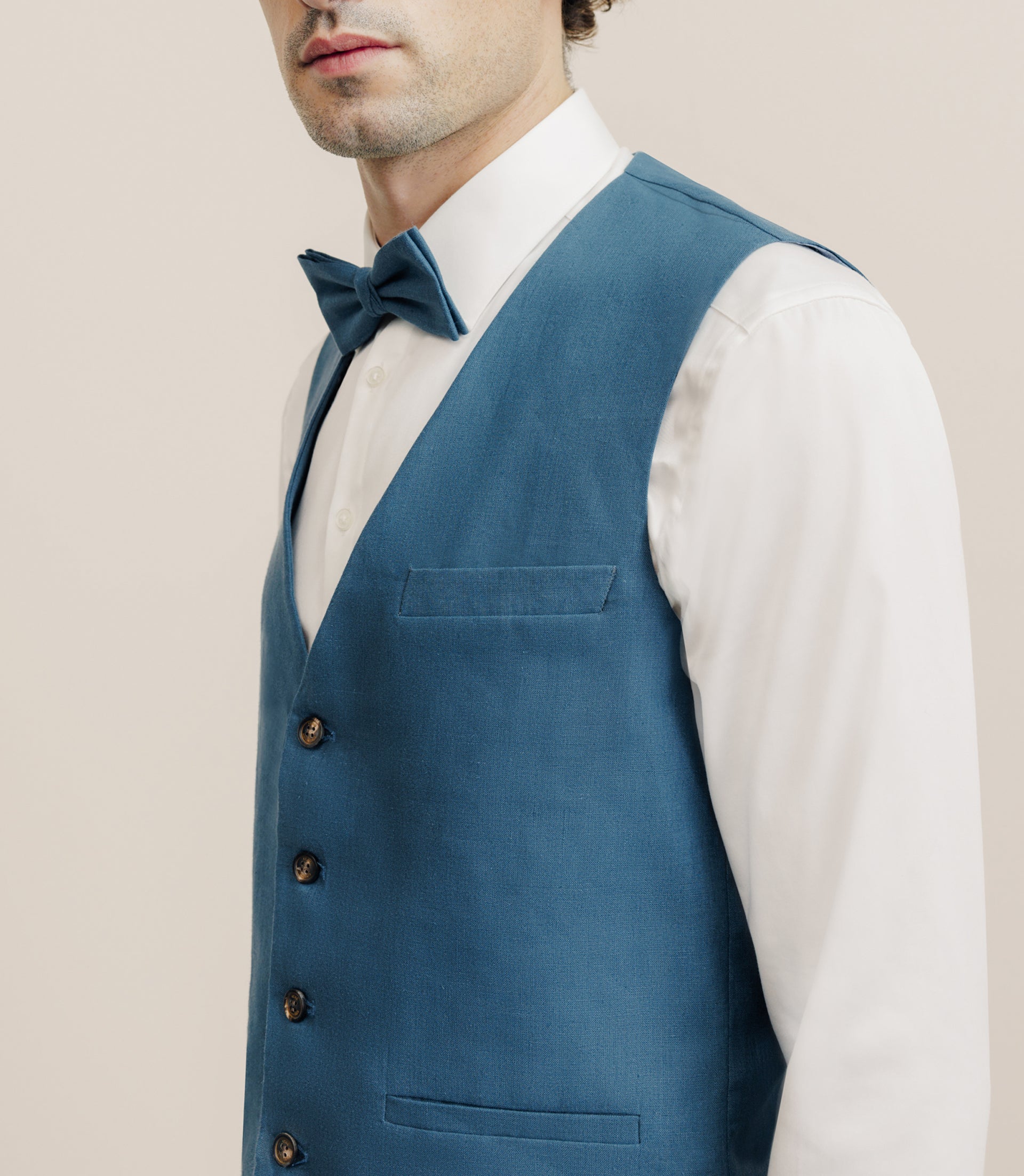 Gilet 100% lin bleu vert - IZAC