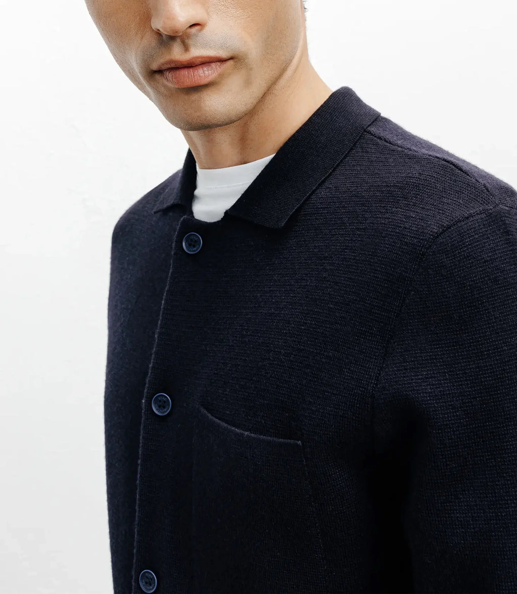 Cardigan surchemise en maille marine - IZAC