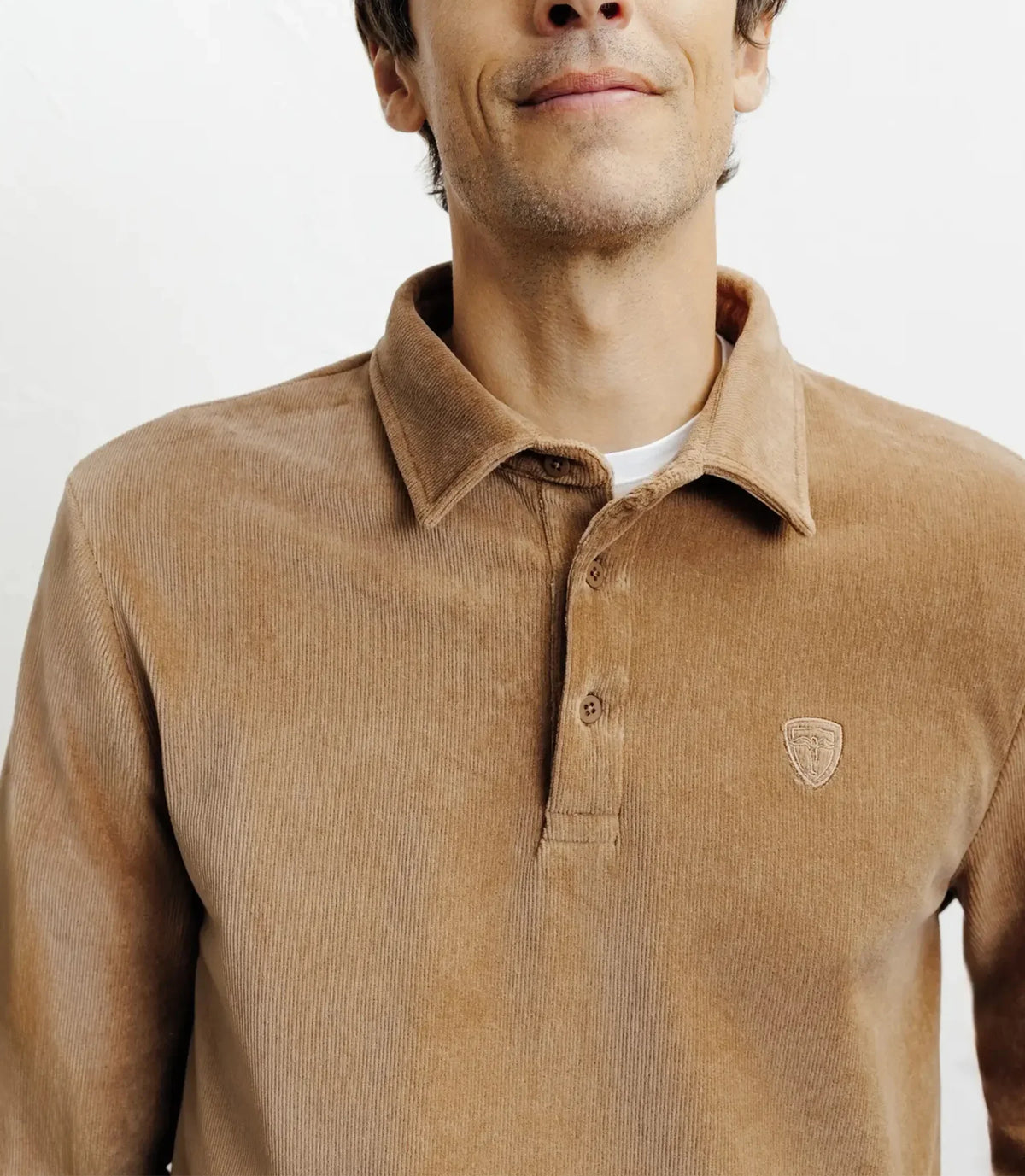 Polo boutonné manches longues camel - IZAC