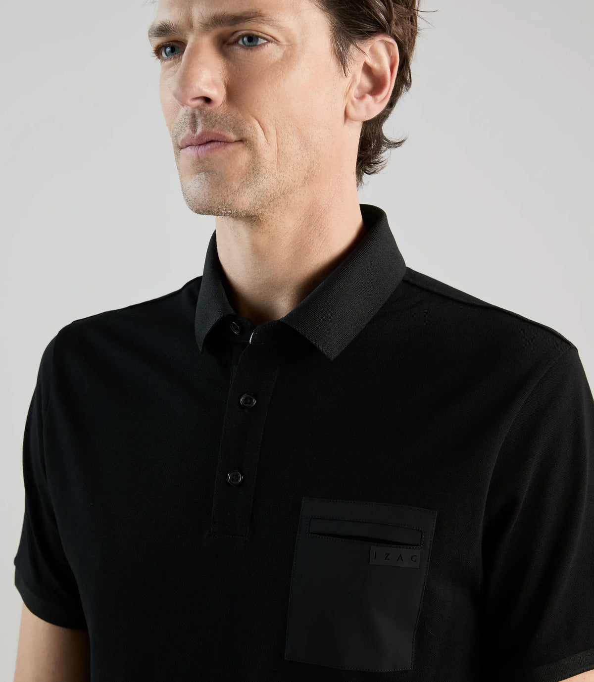 Polo col boutonné noir - IZAC