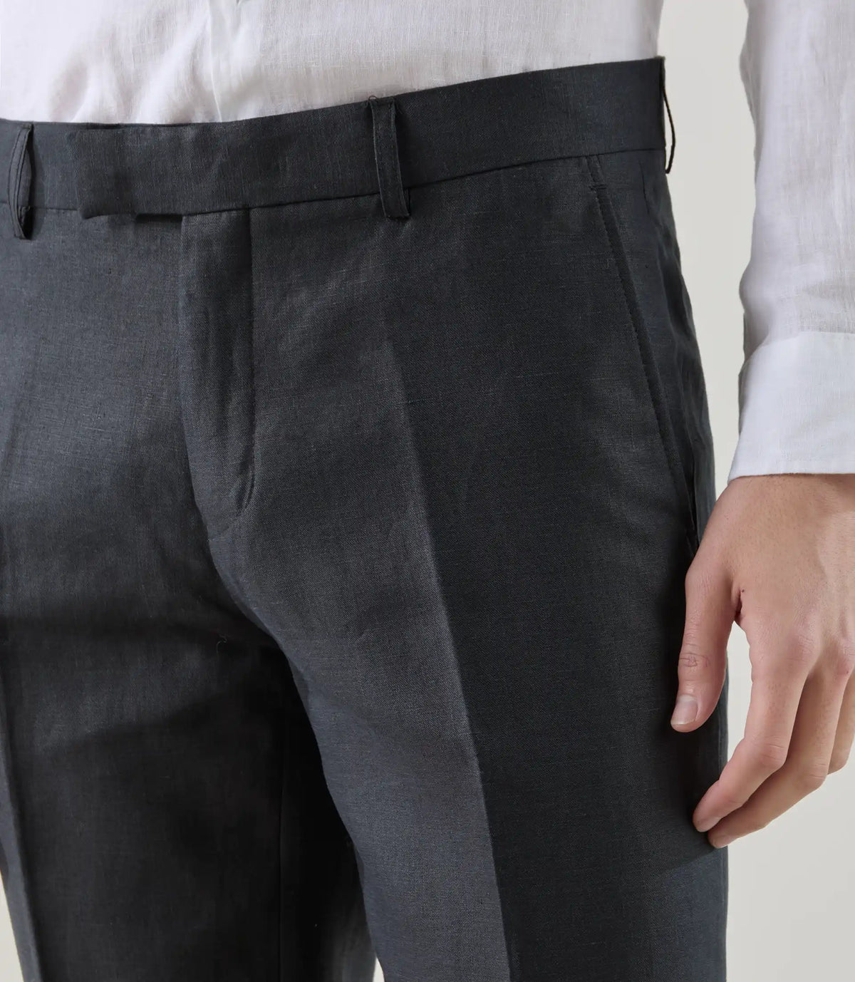 Pantalon ville 100% lin noir - IZAC
