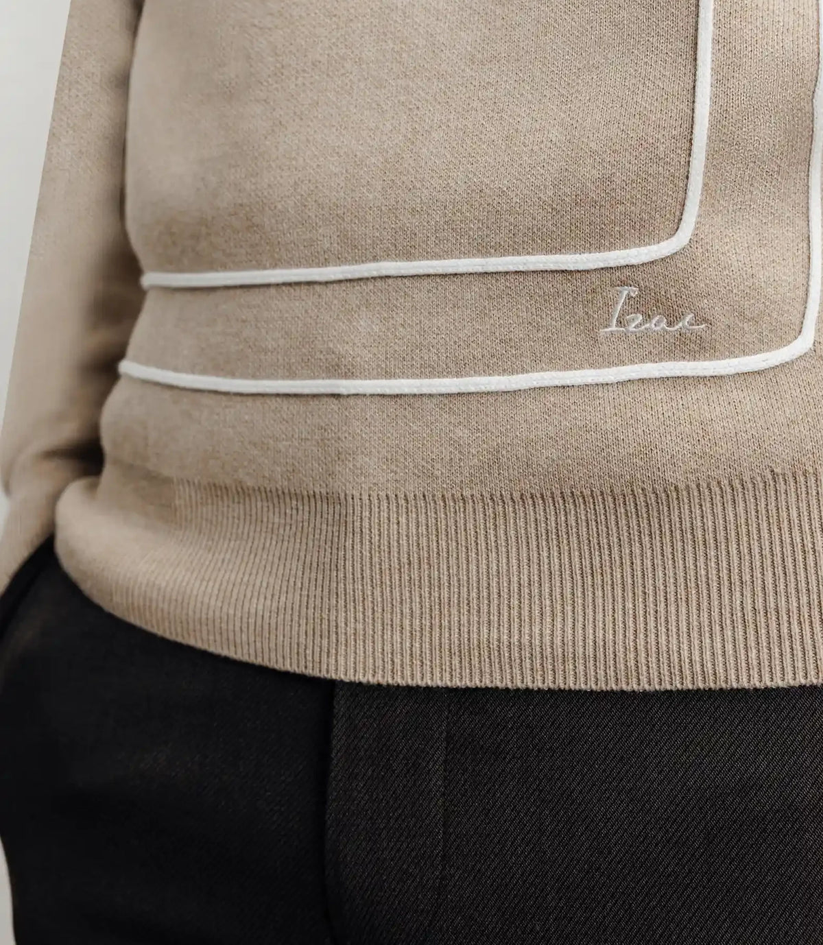 Pull col rond fantaisie beige - IZAC