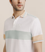 Polo boutonné à bandes verte - IZAC