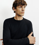 Pull manches longues col rond en maille noir - IZAC