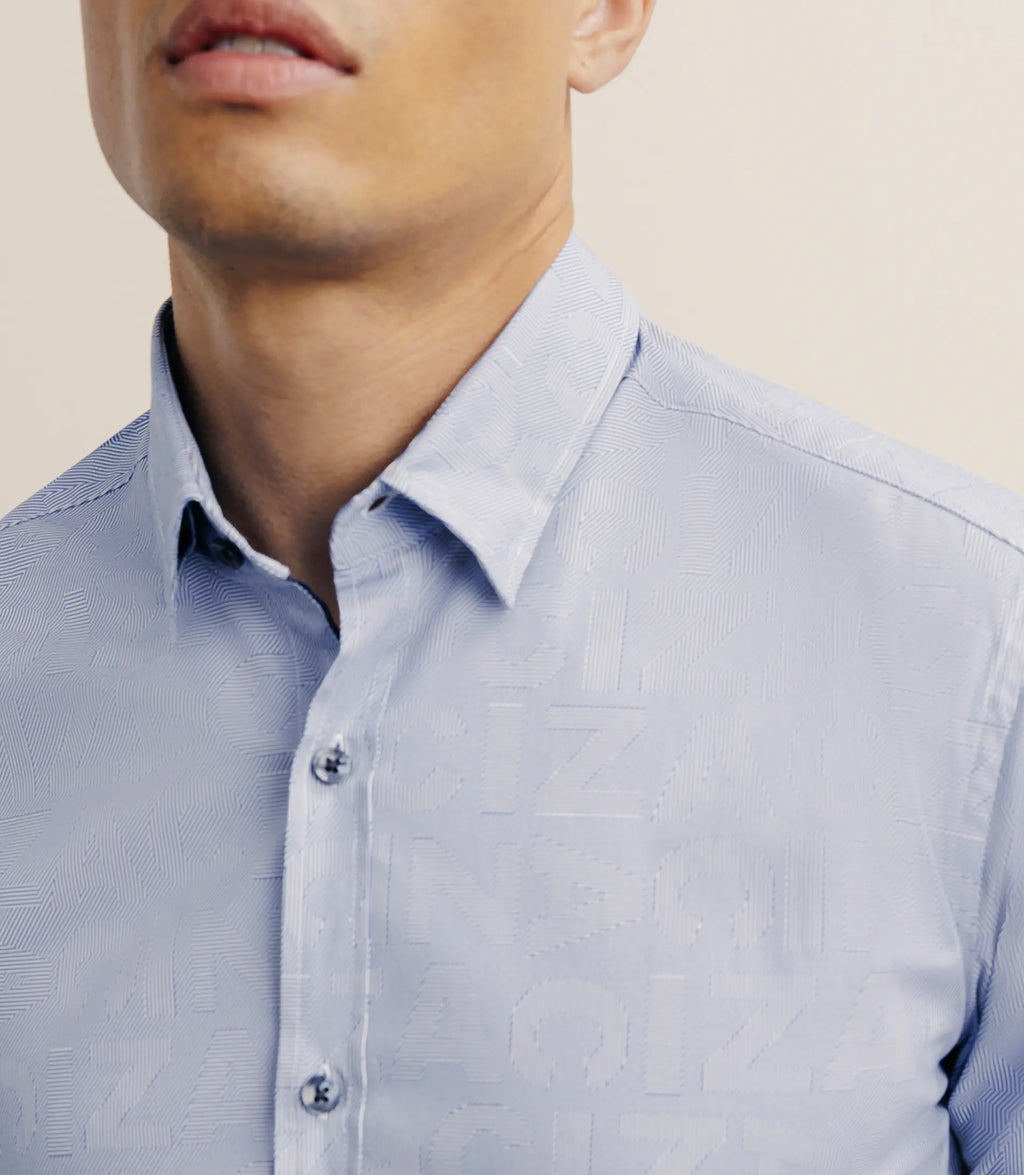 Chemise manches longue droite bleue - IZAC