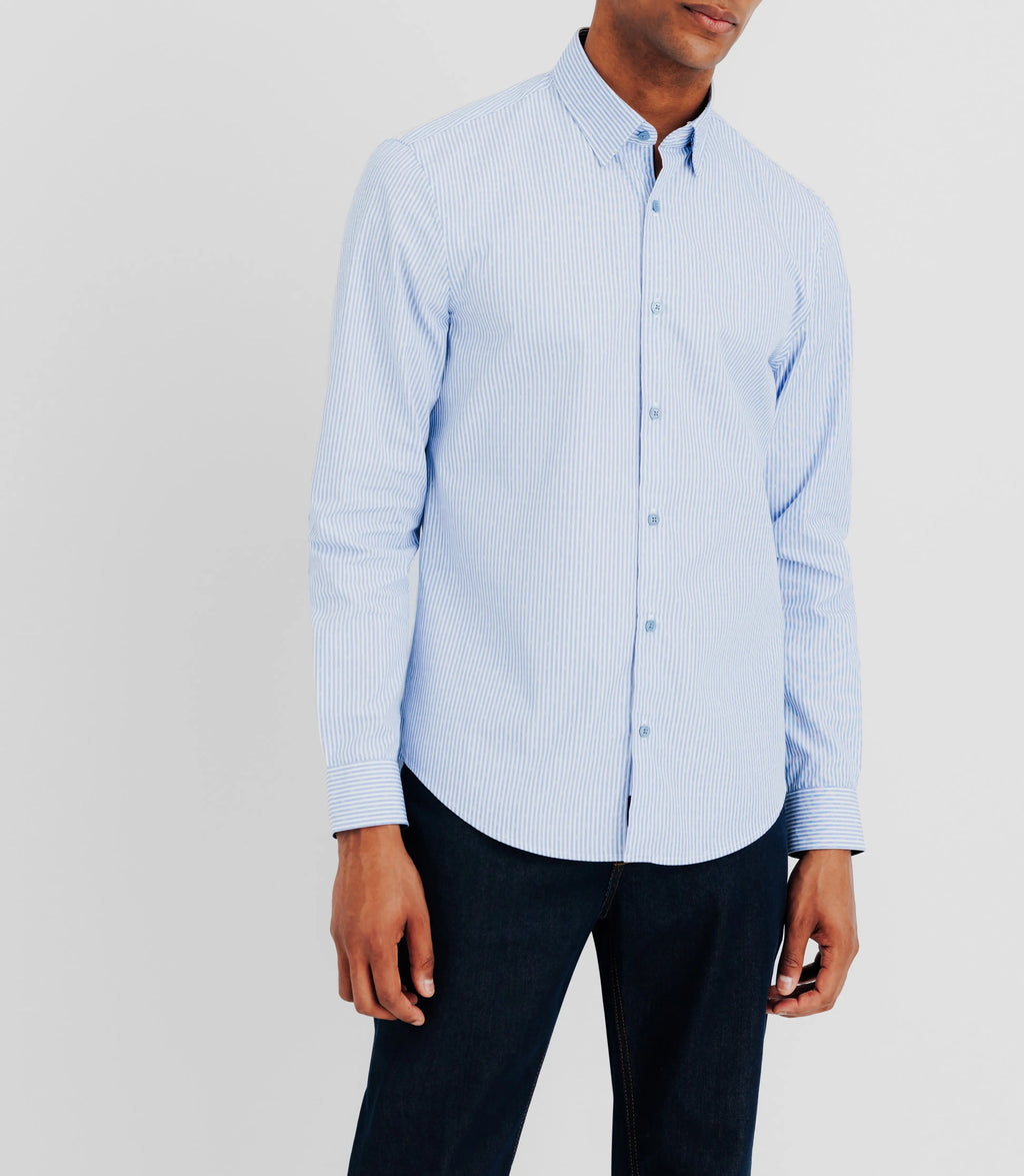 Chemise casual à coudières bleue - IZAC