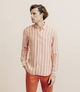 Chemise rayée en lin orange - IZAC
