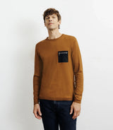 Pull manches longues col rond en maille bronze - IZAC