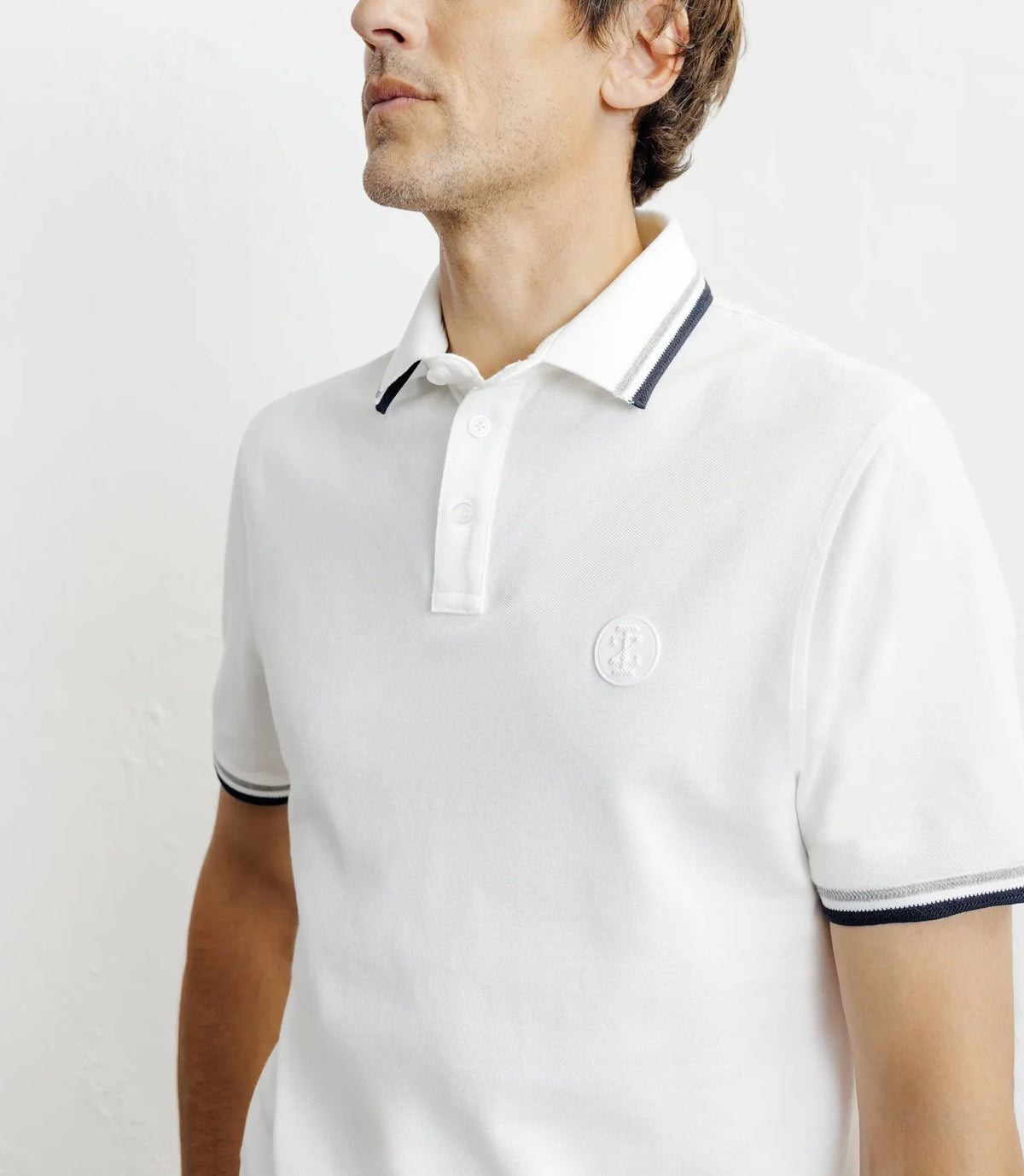 Polo piqué boutonné blanc - IZAC