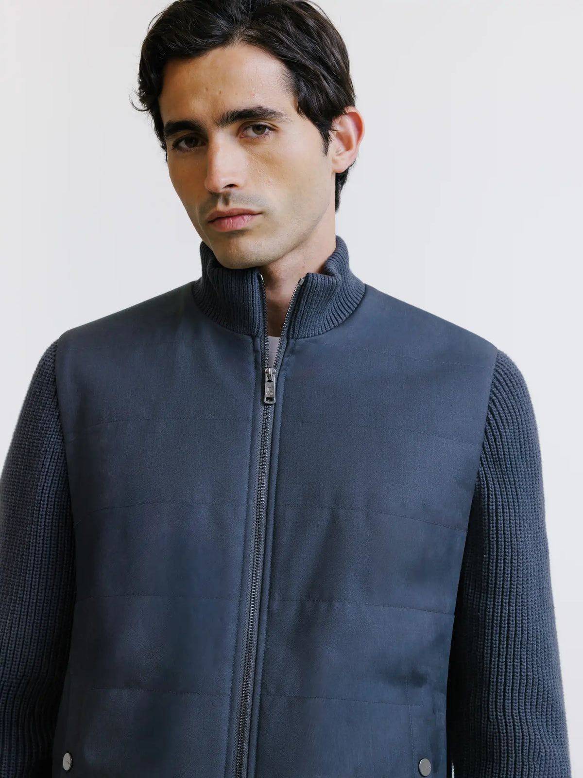 Gilet zippé bi-matière anthracite - IZAC