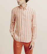 Chemise rayée 100% lin orange - IZAC