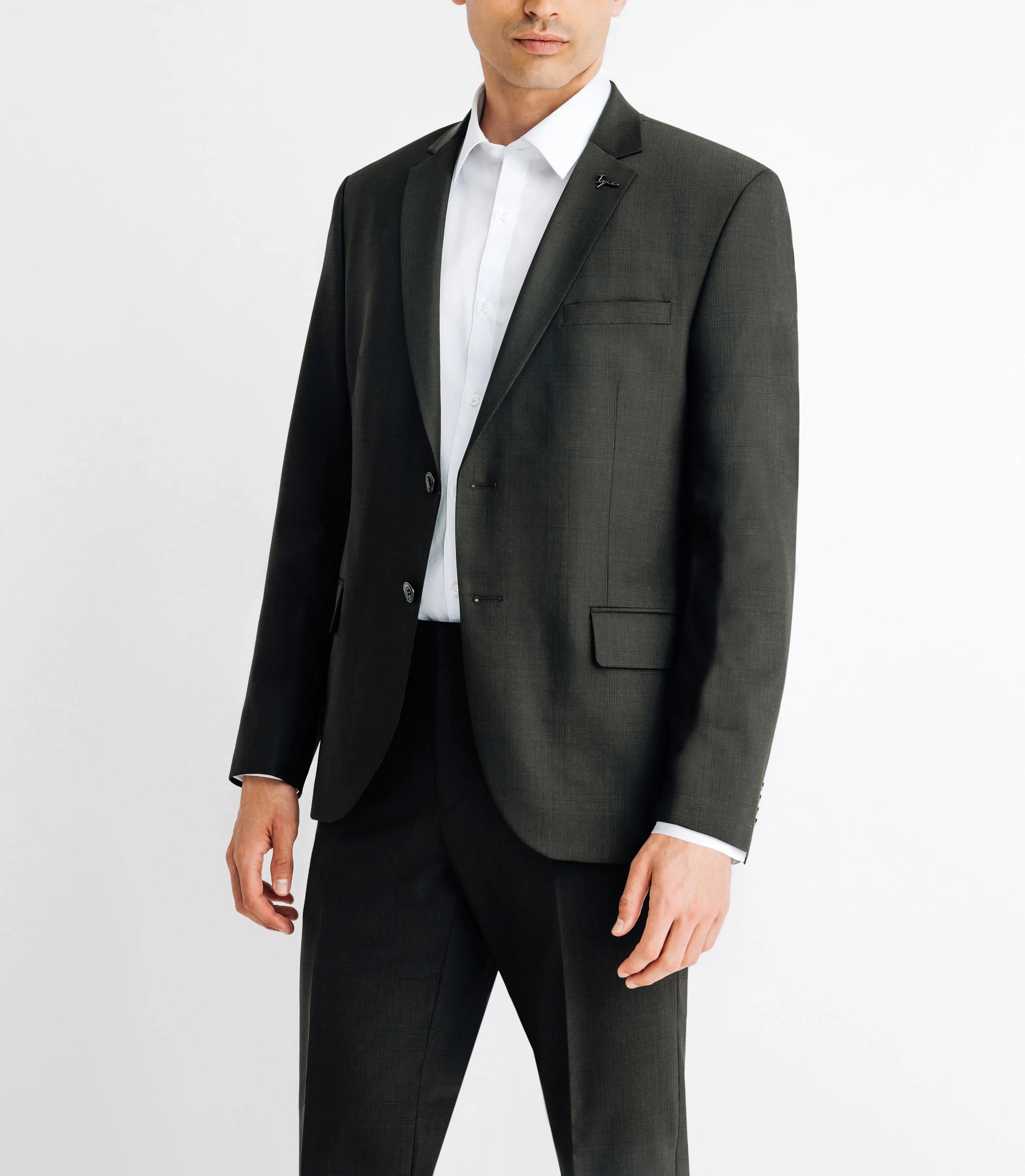 Costume 2 boutons à carreaux kaki - IZAC