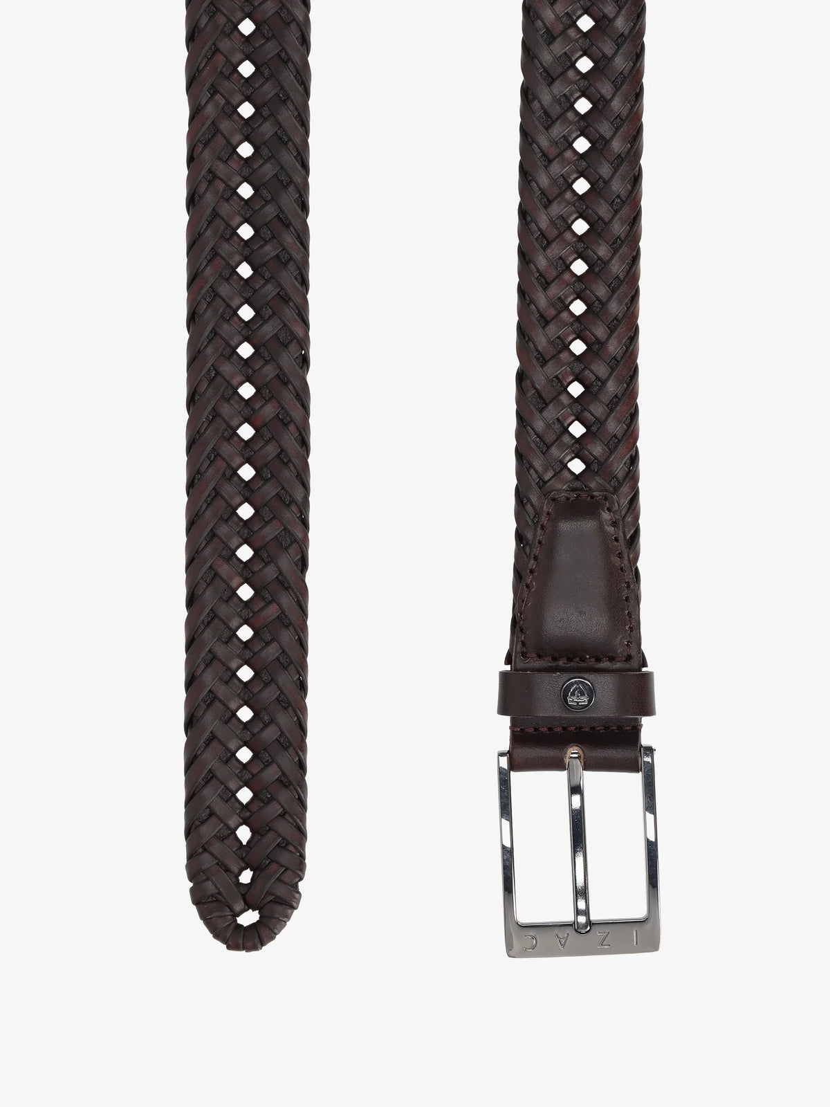 Ceinture tressée en cuir marron - IZAC