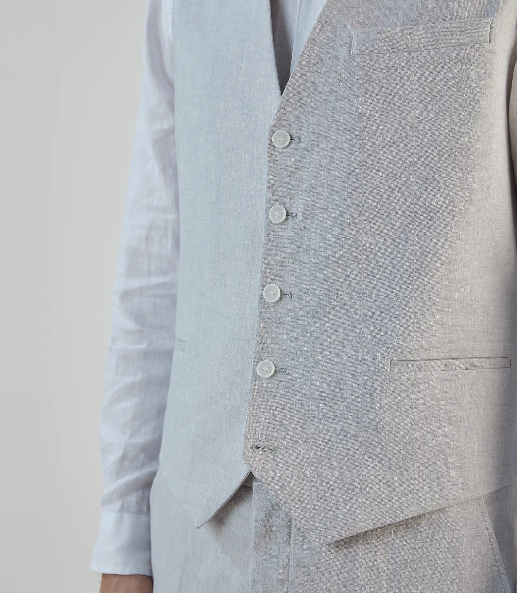 Gilet ville 100% lin gris - IZAC