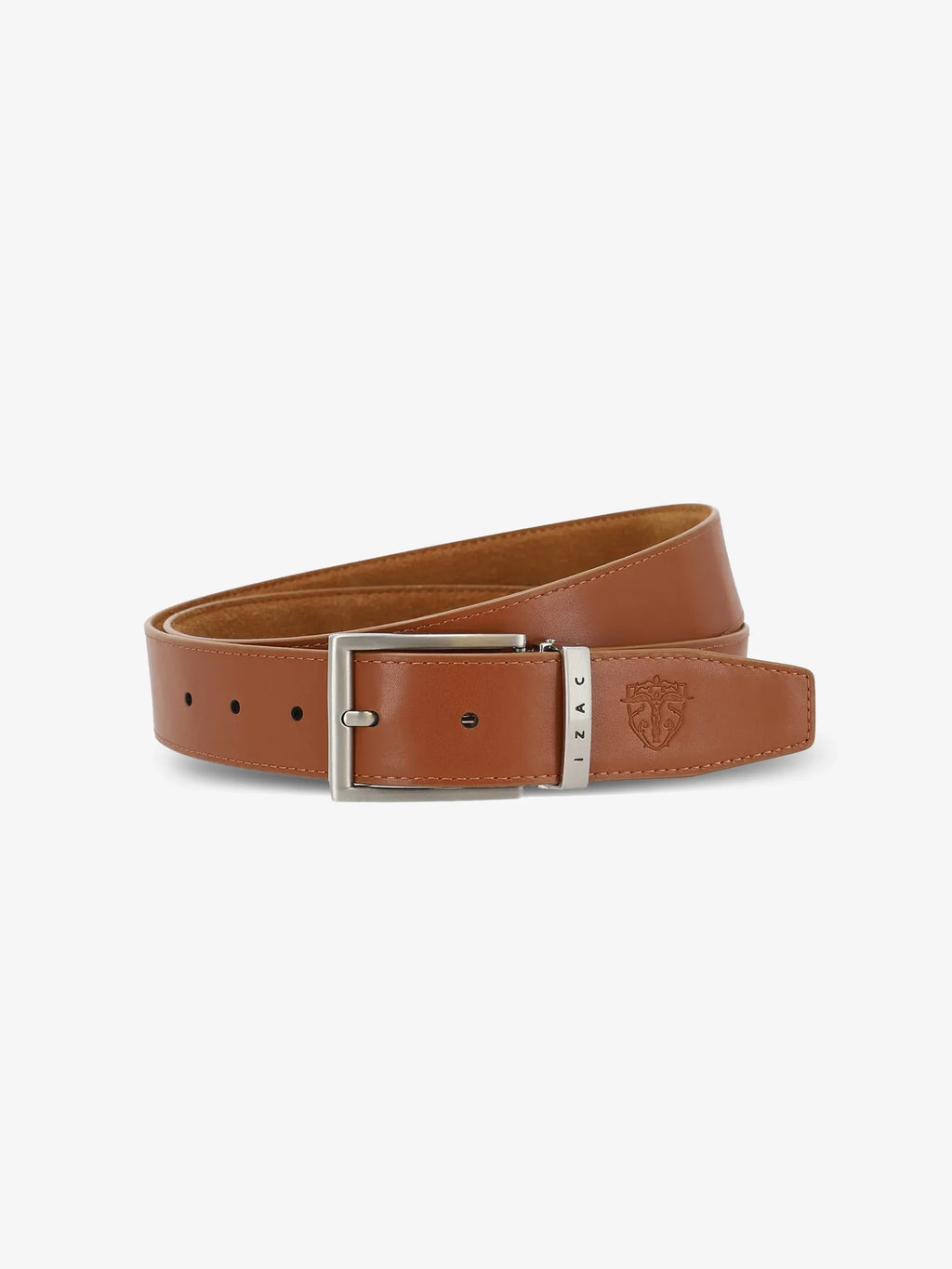 Ceinture réversible en cuir nubuck camel - IZAC