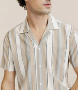 Chemise manches courtes rayée beige - IZAC