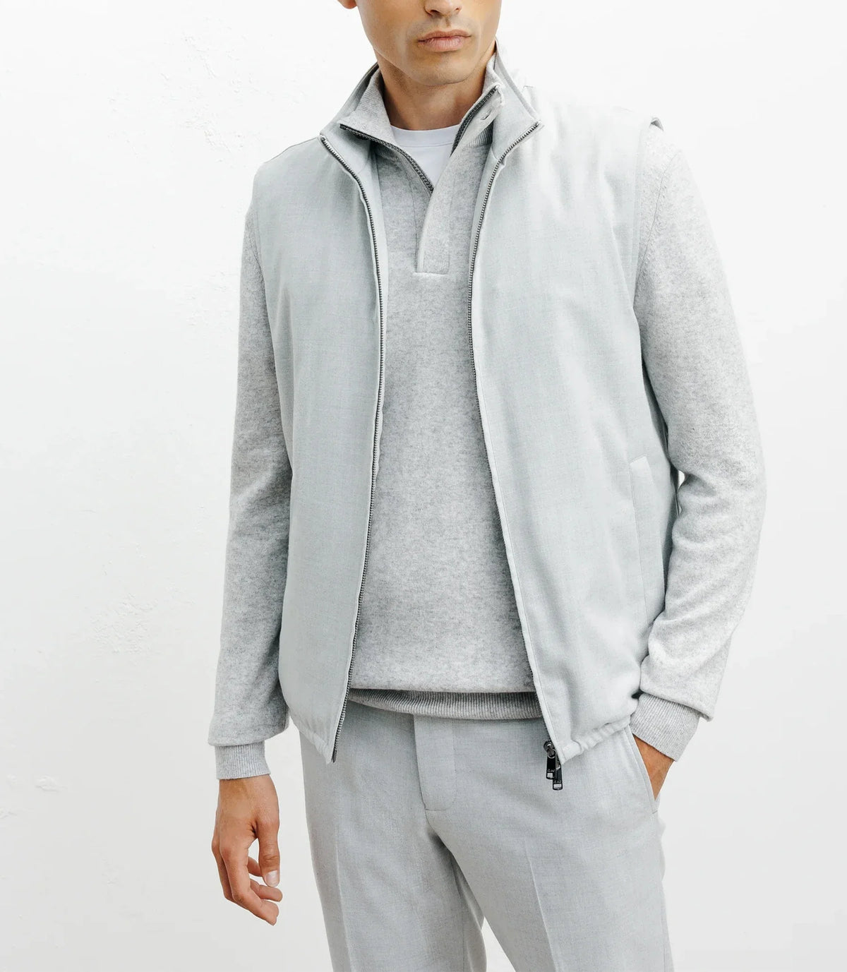 Doudoune sans manches gris clair - IZAC