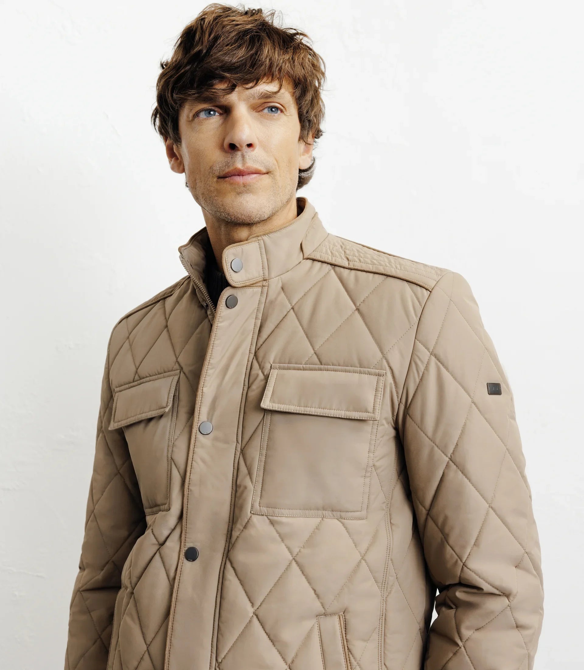 Blouson col chemise beige - IZAC