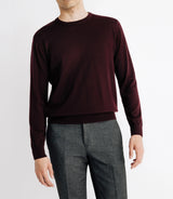 Pull en laine mérinos col rond bordeaux - IZAC