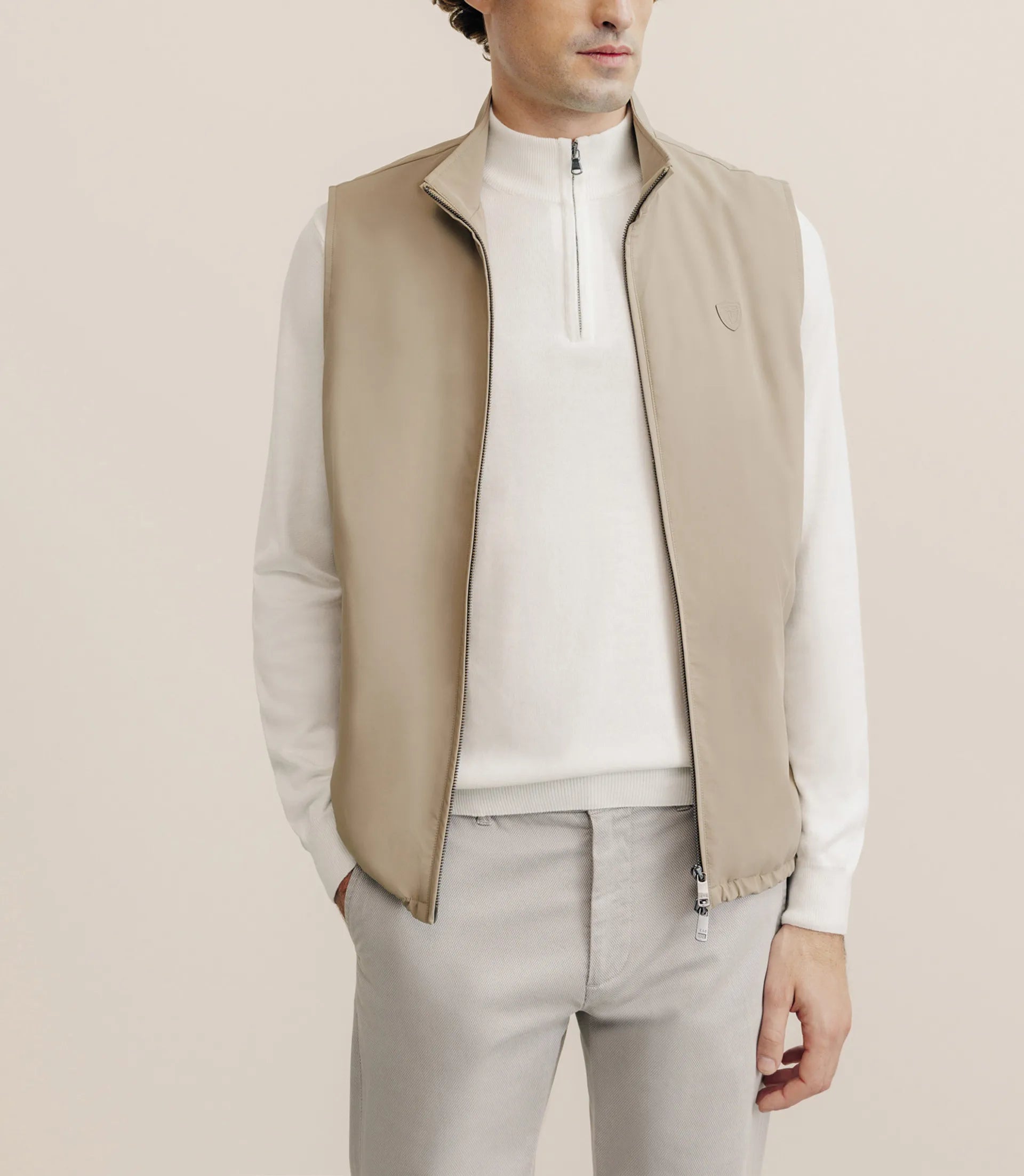 Blouson sans manche beige - IZAC