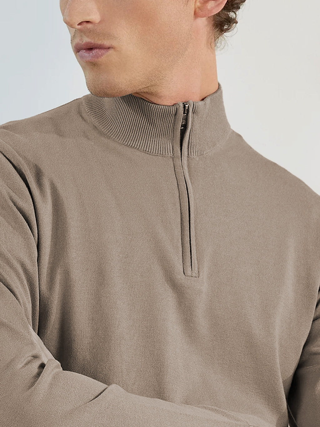 Pull col zip taupe - IZAC