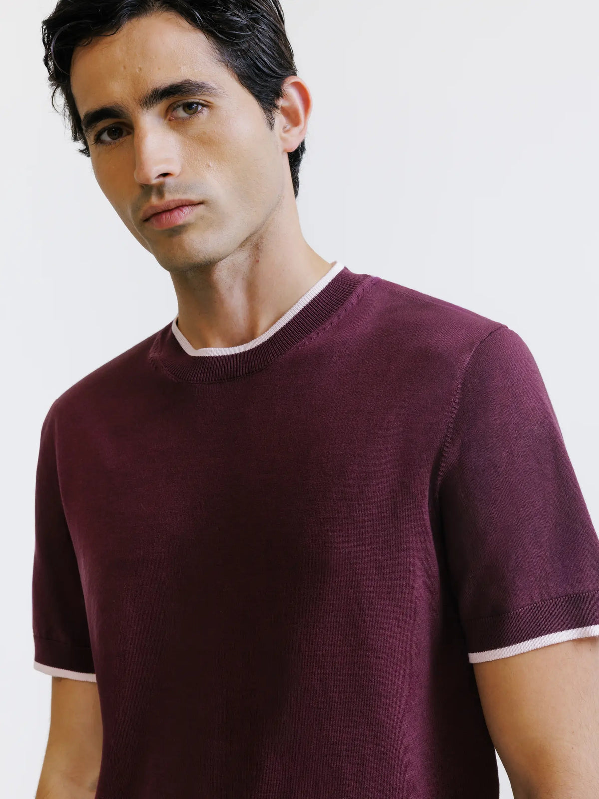 T-shirt en maille bordeaux - IZAC