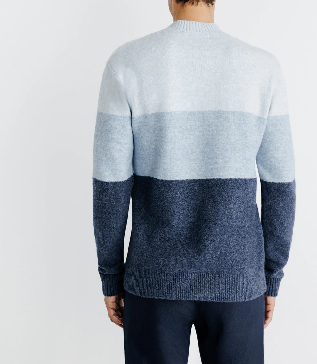 Pull col rond rayé bleu - IZAC