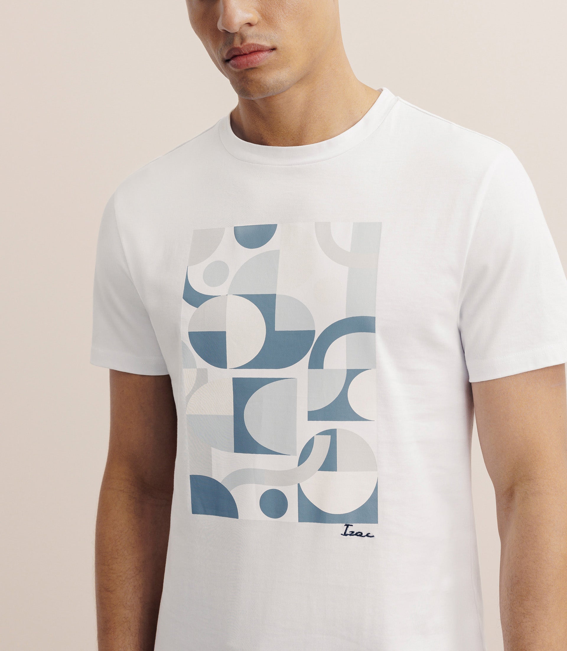 T-shirt print manches courtes blanc - IZAC