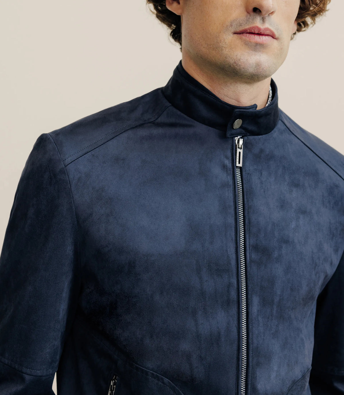 Blouson en suédine marine - IZAC