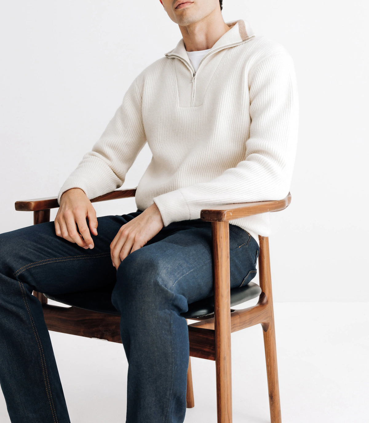 Pull lambswool col camionneur écru - IZAC