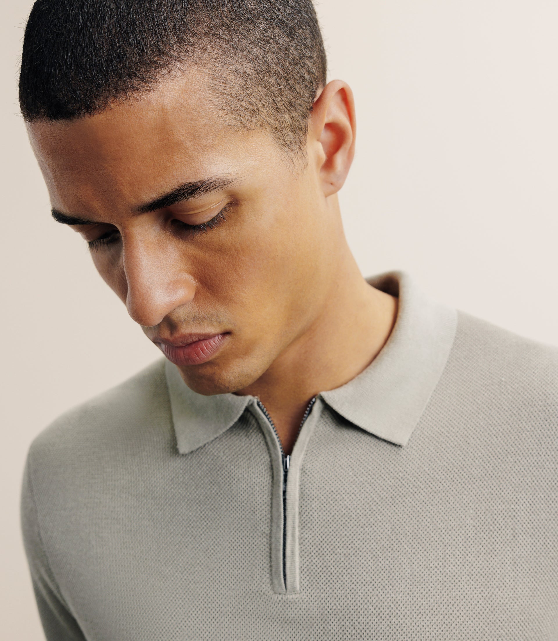 Polo col zip kaki - IZAC