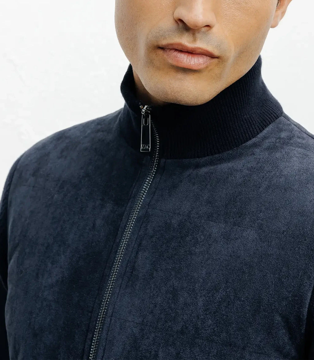 Gilet zip bi-matière marine - IZAC