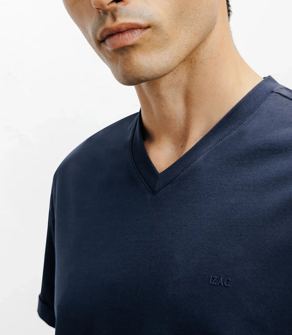 T-shirt col V marine - IZAC