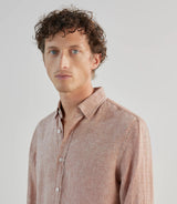 Chemise 100% lin rouge bordeaux - IZAC