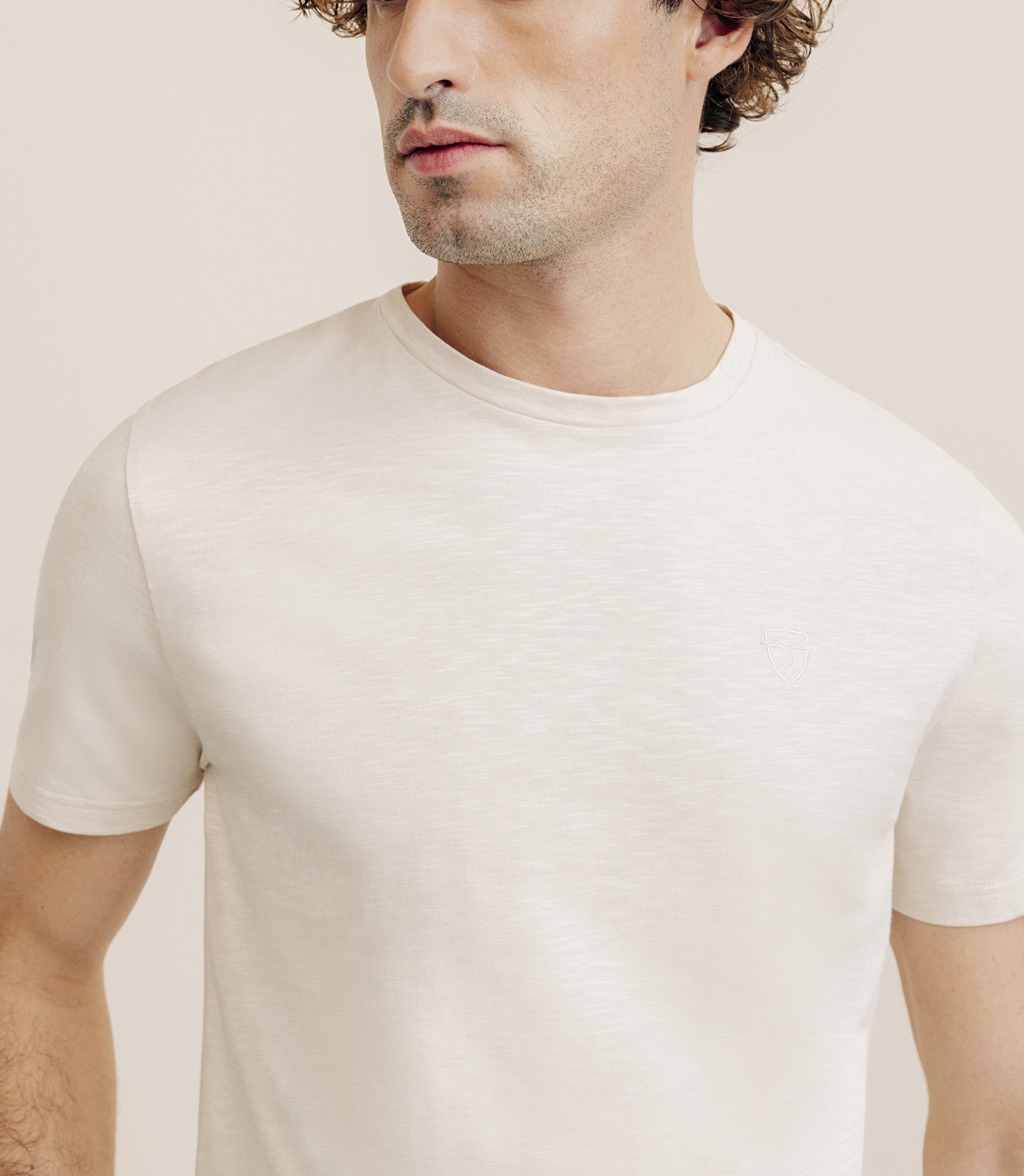 T-shirt col rond beige - IZAC