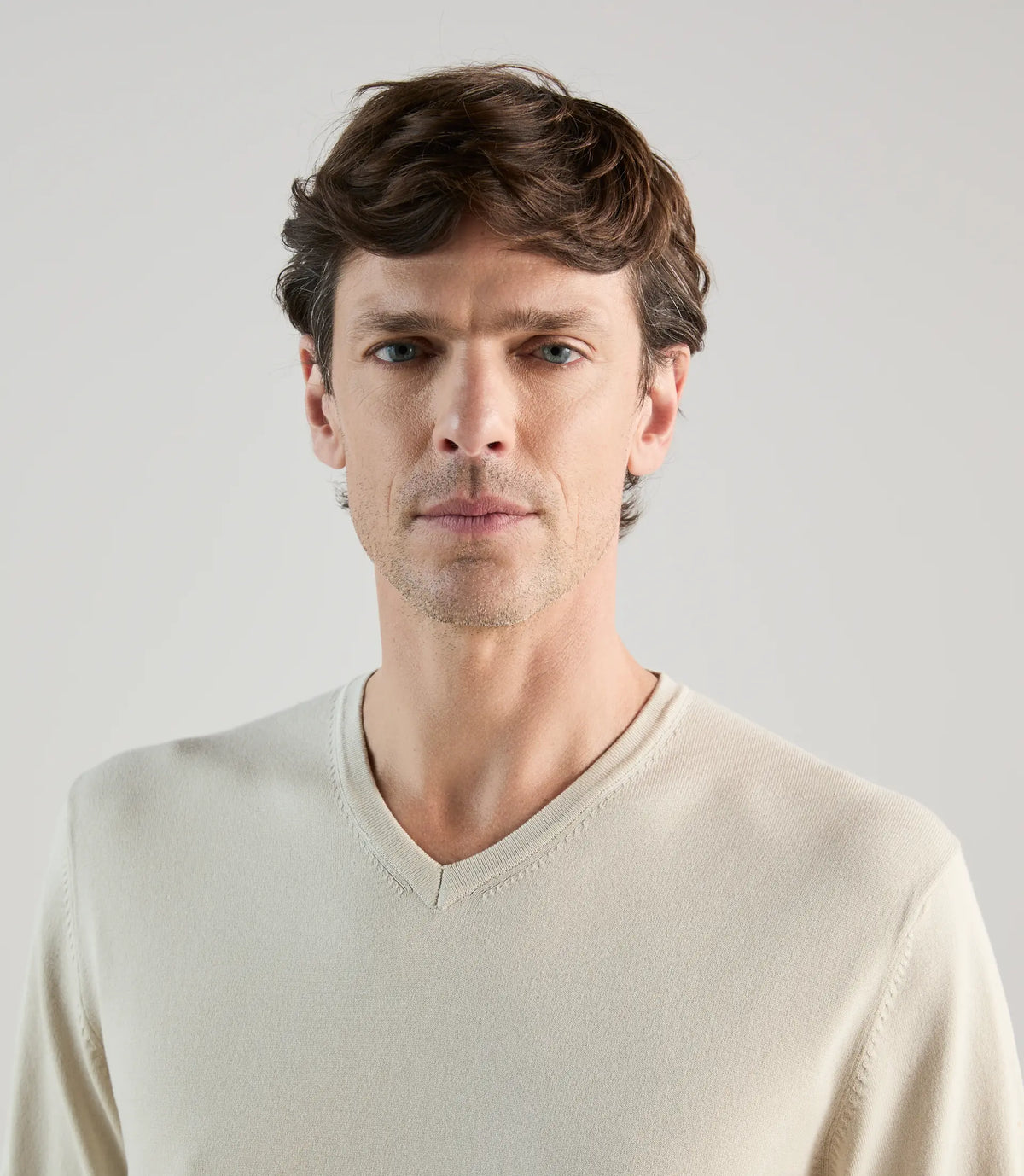 Pull col v beige clair - IZAC