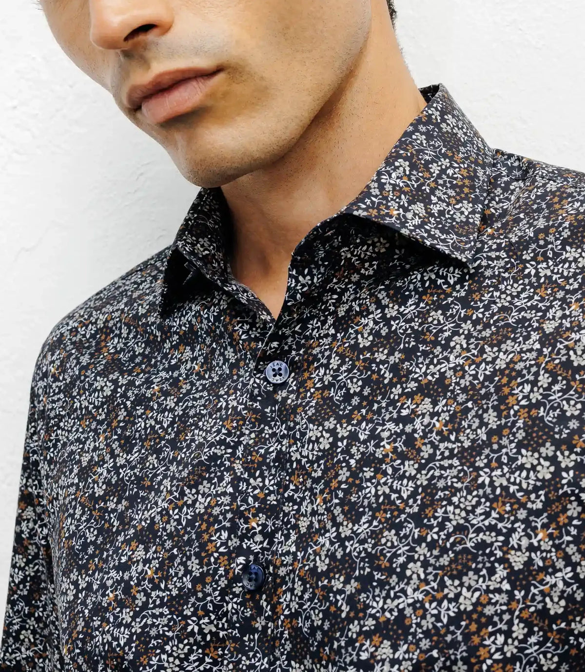 Chemise casual imprimé fleurs marine - IZAC
