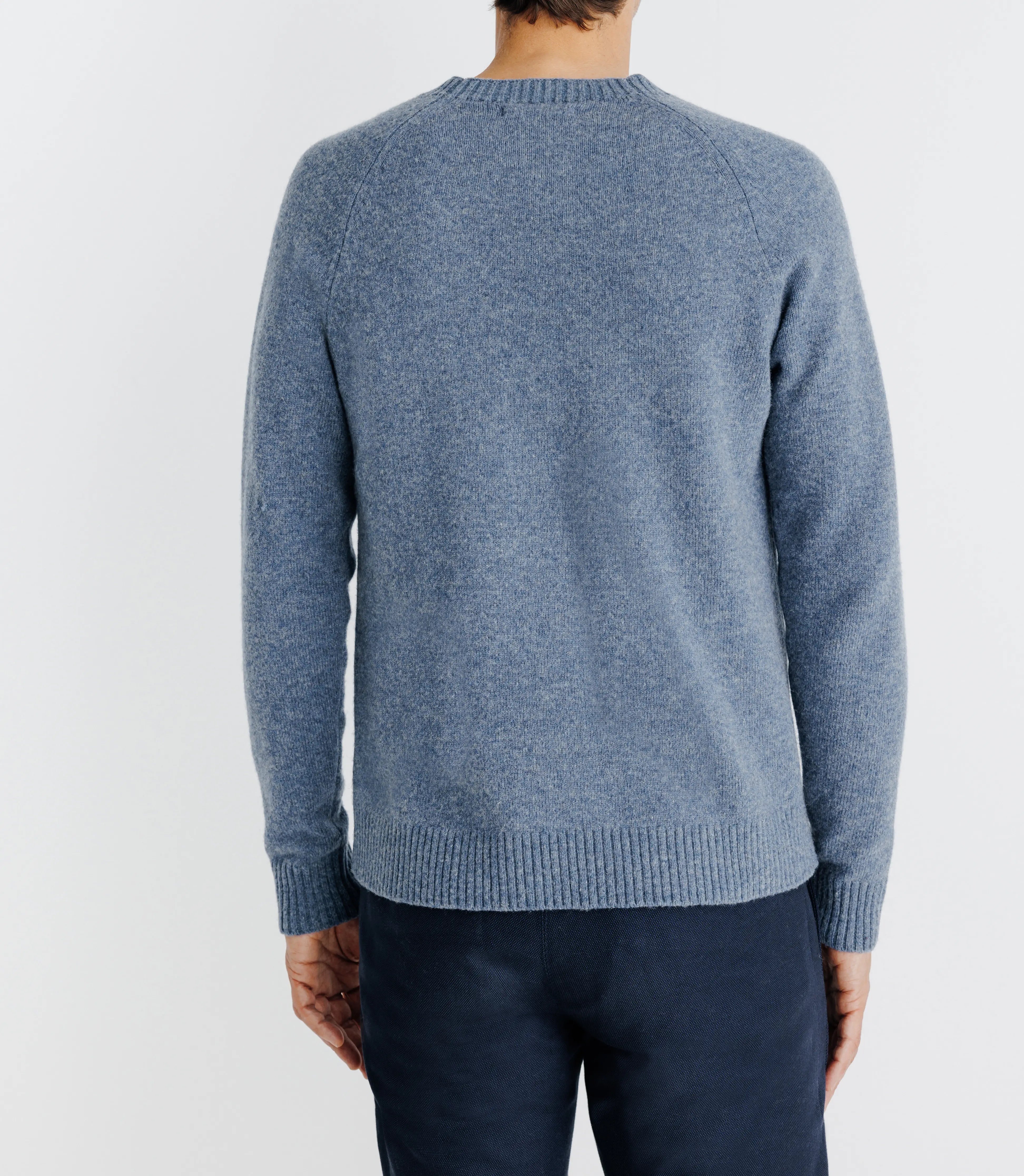 Pull lambswool col rond bleu indigo - IZAC
