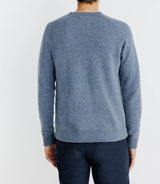 Pull lambswool col rond bleu indigo - IZAC