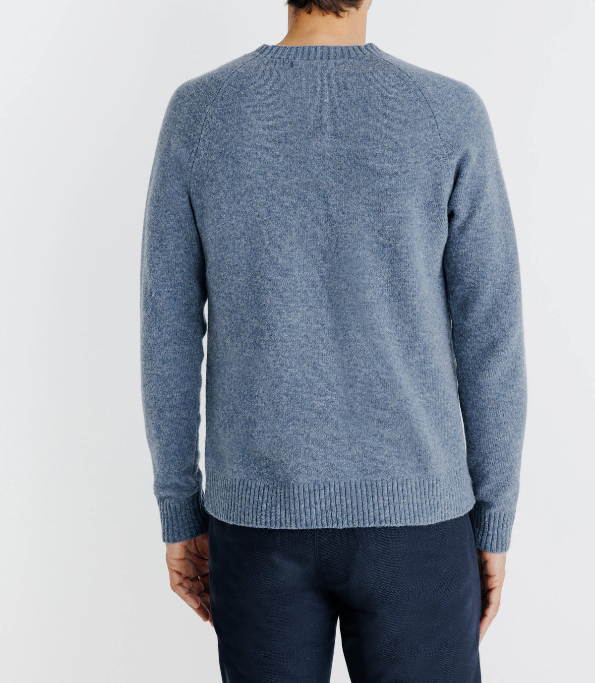 Pull lambswool col rond bleu indigo - IZAC