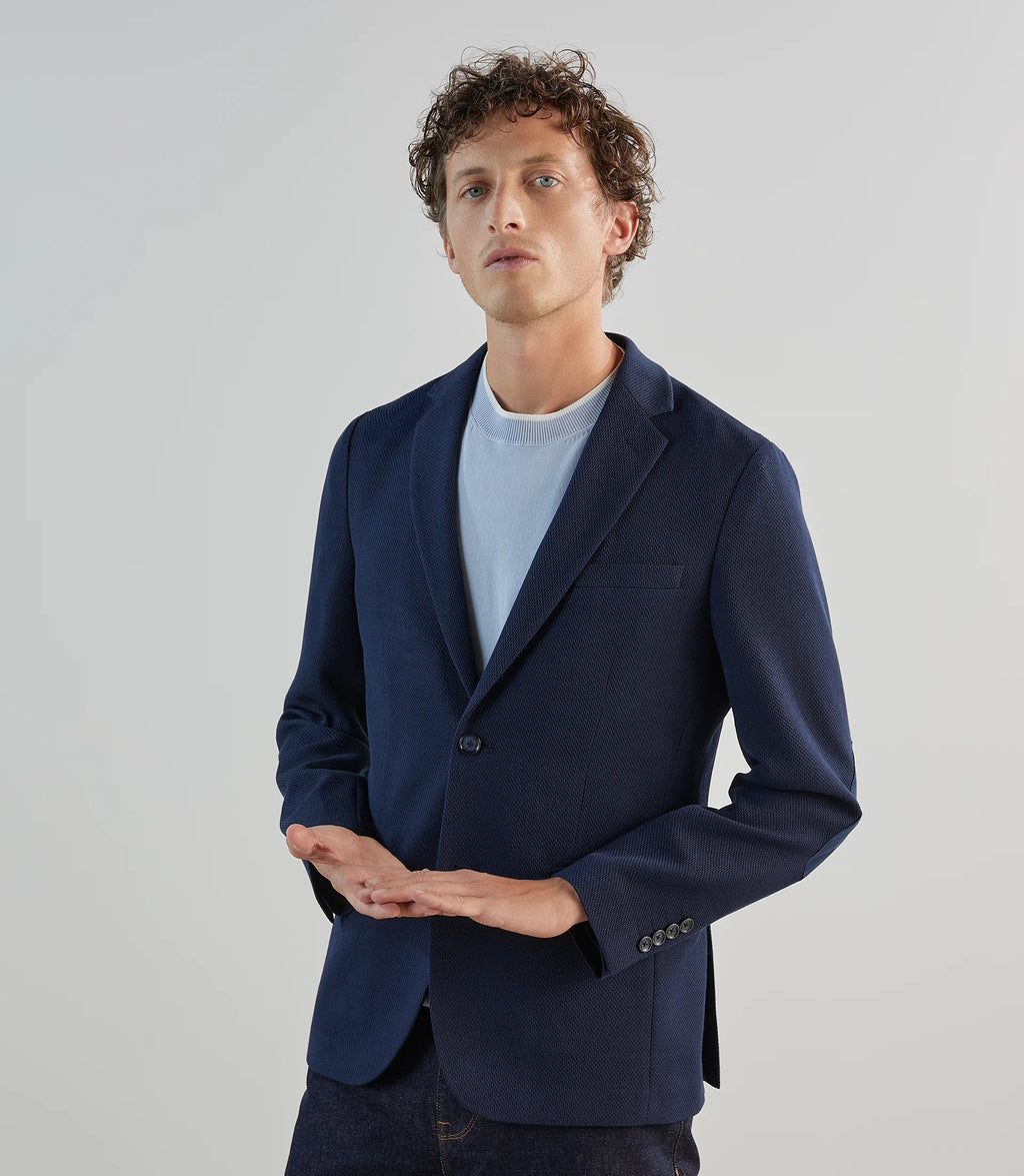 Veste casual en tissu armuré marine - IZAC