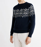Pull en jacquard col rond marine - IZAC