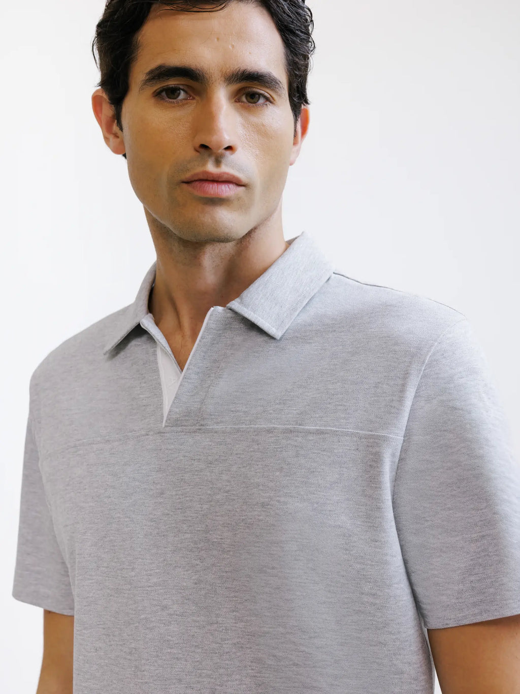 Polo col ouvert gris chiné - IZAC